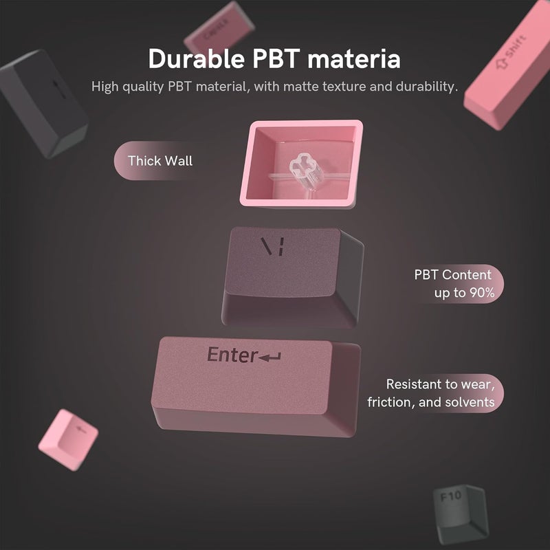 Rainy75 PBT Key caps, Double Shot Shine Through Custom Keycaps, Gradient Keycaps Cherry Profile, Minimalist Style Keyboard Keycap for Mechanical Keyboard (Pink) - Image 3